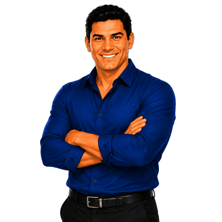 Ismael standing confidently with arms crossed
