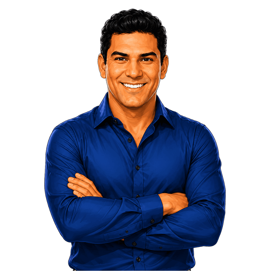 Ismael facing forward with arms crossed
