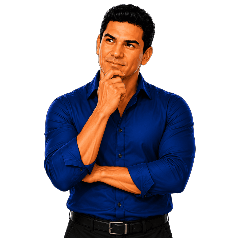 Ismael with his hand on his chin in a thoughtful pose